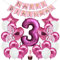 envami® Decorazioni Compleanno 3 anni Bambina Rosa - Festoni Compleanno Bambina - Palloncini 3 anni