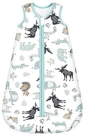 Mosebears Baby Schlafsack Winter 2.5 Tog,100% Baumwolle Baby Winterschlafsack für Babys 0-24 Monate(Blau-Zoo,18-24 Monate)