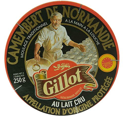 GILLOT NOIR CAMEMBERT Weichkäse - 1x 250g - französischer Weich-Schimmel-Käse de Normandie AOP passt zu Plateau fromages u. Rot-Wein Datteln Feigen Pflaumen Walnüssen