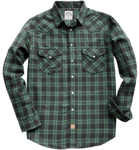 Dubinik® Camicia Flanella Uomo Invernale Camicia Uomo Flanella Cotone Western Cowboy con Bottone Automatico Vintage Quadri