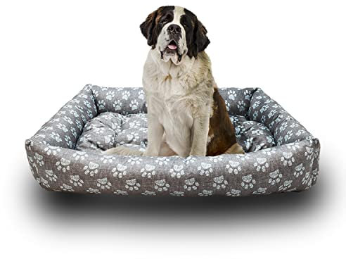 Grand Filippo Hundebett Wasserdicht - Hundebetten für Kleine und Große Hunde - Hunde Bett rutschfeste Unterseite - Hundekorb - Hundekörbchen 120x90x20 Blaue Pfote