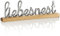 com-four® Deko Aufsteller liebesnest - Schriftzug aus Metall im Kreis aus Mangoholz - Deko-Schriftzug zum Hinstellen - 40,5x12,5x5cm (silberfarben - LIEBESNEST)