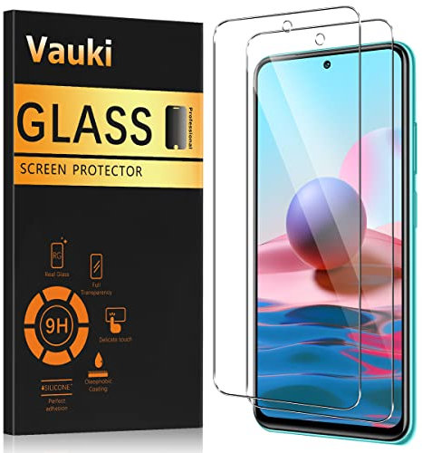 Vauki 2 Unidades, Protector de Pantalla Compatible con Xiaomi Redmi Note 10 4G/Note 10S 6.43, Cristal Templado Película Protectora para Redmi Note 10 4G, 0,33mm Ultrafina Transparente Sin Burbujas