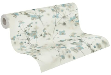 A.S. Création Blumentapete Blau Weiß PintWalls 387262 Vliestapete Tapete Blumen Floral Grau 10,05x0,53m Made in Germany