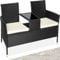 tectake® Banco de poliratán con cojines, Muebles Jardin Exterior, Mesita Cristal Integrada, Fácil de Limpiar, Conjunto Jardin Exterior, Muebles Terraza, Sillones Jardin Exterior - Negro/Beige