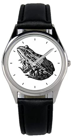 KIESENBERG Armbanduhr Frosch Kröte Geschenk Artikel Idee Fan Damen Herren Unisex Analog Quartz Lederarmband Uhr 36mm Durchmesser B-21303