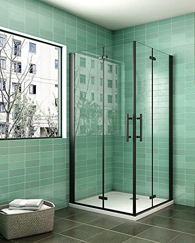 Acezanble Duschkabine Eckeinstieg 100x100cm Dusche Duschwand Duschabtrennung Falttür H195cm