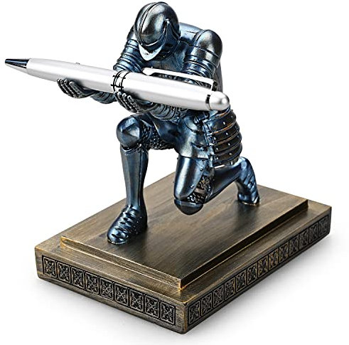 HDMbigmi Knight Stiftehalter Stifteständer Schreibtisch-Organizer und Zubehör Harz Stifthalter als Geschenk mit einem schicken Stift für Büro und Zuhause Schreibtisch-Organizer (blau)