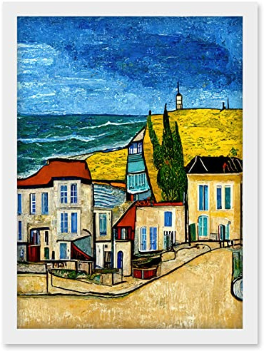 Doppelganger33 LTD Italy Rimini Seaside Town Van Gogh Style Modern Artwork Framed Wall Art Print A4