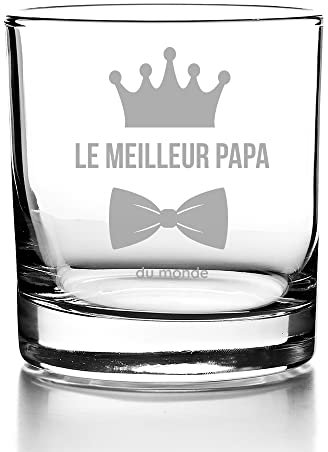 CADEAUX.COM - Verre a Whisky Tumbler 30cl - Verre à Whisky Meilleur Papa du Monde - Cadeau Anniversaire Papa - Cadeau Fete des Peres - Cadeau Homme - cadeau anniversaire homme - Cadeau Papa