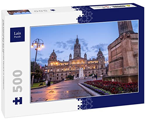 Lais Puzzle City Chambers at George Square in Glasgow, Scotland, at night 500 pieces