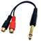 Qaoquda 6.35mm to 2 RCA Cable, Gold Plated 1/4 inch Mono TS Male to 2 Dual RCA Female Plug Y Splitter Adapter Cable - 8 Inch