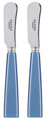 SABRE PARIS - 2er Set Buttermesser 14 cm - Icone - Ideal Für Butter, Aufstrich - Edelstahl & Nylon - Spülmaschinenfest - Hellblau