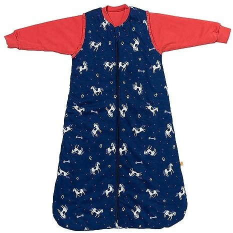 schlummersack Schlafsack Baby ganzjährig 80 cm Pferde | Babyschlafsack mit Ärmel abnehmbar 2.5 Tog Baby Schlafsack ganzjährig | Ganzjahres Schlafsack Baby Baumwolle