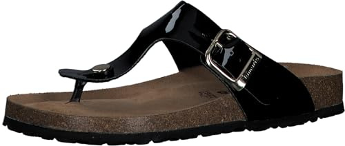 Tamaris Damen Footbed Styles; BLACK PATENT/schwarz; 39 EU