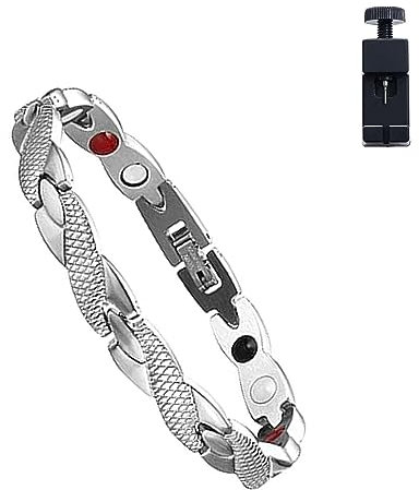 Magtherapy Menopause-Armband zum Abnehmen, magnetisches Therapie-Menopause-Wiedererleben-Armband, magnetische Armbänder für Männer, Abnehmen, Gewichtsverlust, Anti-Müdigkeit (Silver)