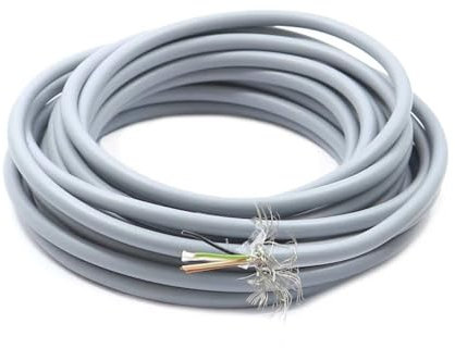 WITTKOWARE LiYCY 5x0,14mm² Elektronik-Steuerleitung mit Geflecht Abschirmung und Schutzleiter, Kupfer, Mantelfarbe grau, Kabellänge 5m
