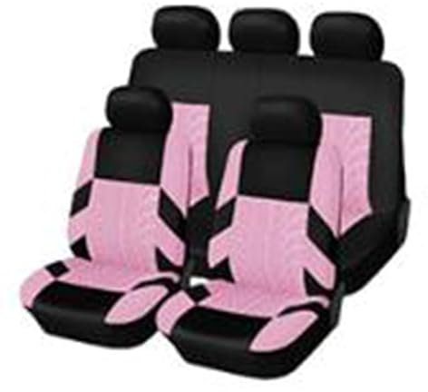 VOIV Auto Sitzbezüge für Opel Corsa F/e-Corsa 2019 2020 2021 2022 2023, 9-teiliges Waschbarer Stoff Autositzbezüge Komplettset Innenraum Zubehör,E Pink