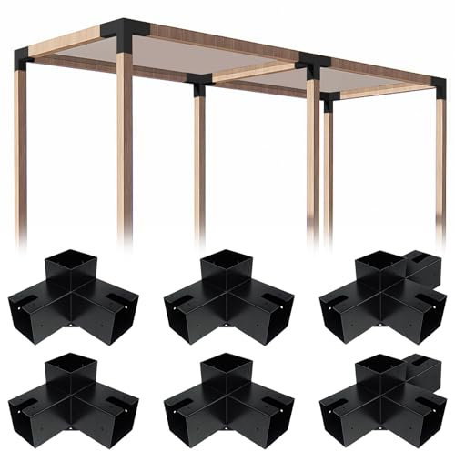 ITeVe.GD Pergola-Set, 3-Wege- und 4-Wege-Pergola-Set, rechtwinklige Eck-Pergola, DIY-Halterungen für 4 x 4 (tatsächlich: 8,9 x 8,9 cm), Holz für Terrasse, Pergola, Blockhütte, Pavillon mit Beschlägen,