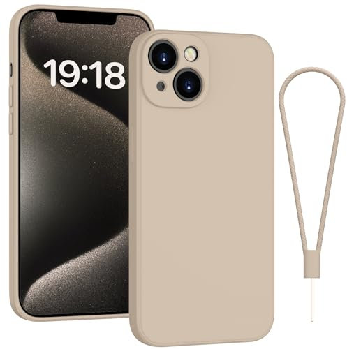 Andwing For iPhone 13 Case Silicone Case Soft Ultra Phone Case Slim Protective Shockproof Cover Scratch-Resistant Microfiber Lining, 6.1 Khaki
