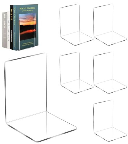 Auauraintt Fermalibri, 6 pezzi Supporto per libri in acrilico trasparente, con 24 tappetini in silicone antiscivolo, Decorazione trasparente, Adatto a scuola,casa,ufficio, biblioteca-13 x 10 x 10 cm