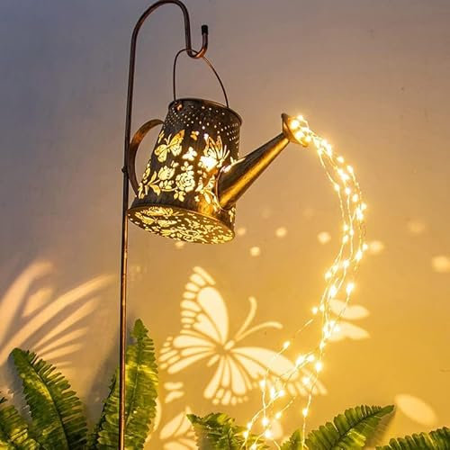 Asslye Solar Gießkanne Lampe, LED Solarlampen für Außen Garten mit Schäferhaken, Wasserdichte Solarleuchten Garten, Gartendeko für Garten, Hof, Path, Balkon, Terrasse, 7pf3bh1gh0gy6nb8D03