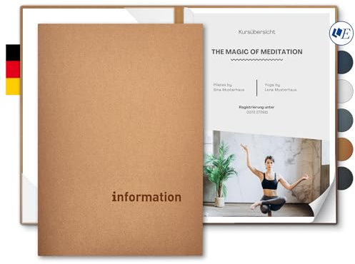 Informationsmappe A4 Metallic-Effekt - Esclusiva® Classic-plus - mit Prägung ‚information‘ - für Gäste oder Mitarbeiter - hochwertige Informations-Präsentation aus Karton (Kupfer, 8 Stück)