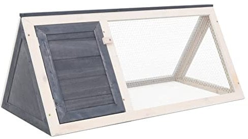 LAPOOH Clapier Gris Bois,Cabane Lapin,Grande Cage Lapin