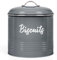 EHC Round Biscuit Cookie Tin Dark Grey, Kitchen Food Barrel Storage Box, Airtight Lids Easy to Open - Storage Tin for Biscuit, Cookies Jars, 3 Litres