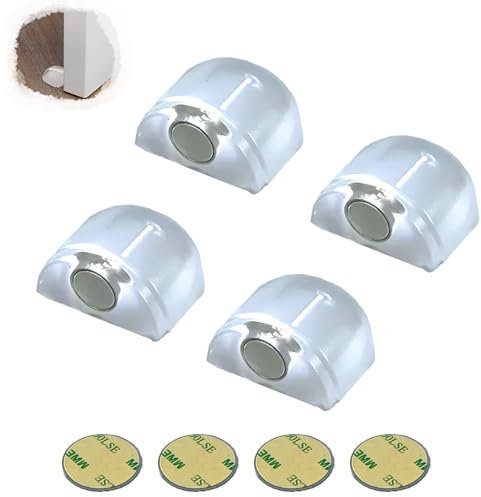 Set di 4 mini fermaporta magnetici, montaggio adesivo, senza bisogno di trapano, fermaporta
