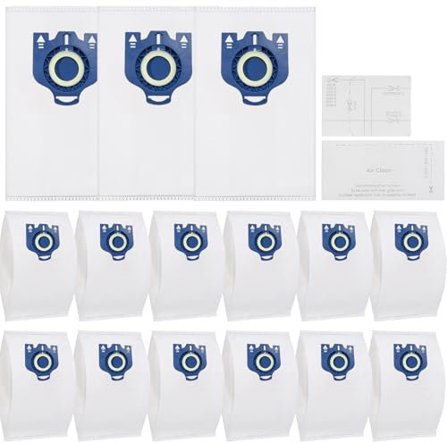 Gudotra Lot de 15 Sac Aspirateur pour Miele GN Série Complete C2 C3 Classic C1 3D Efficiency S2 S4 S5 S6 S8 Sac à Poussière avec 2 Filtres de Moteur en Microfibre