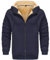 Djtnzdm Felpa con Cappuccio e Zip Uomo Inverno Felpa in Pile Caldo Casual Hoodie con Cerniera Uomo Tasche Giacca Termica con Zip L Navy Blu