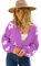 SWOAMER Damen Strickjacke Kurz Süß Cardigan Lässig Open Front Strickmantel Sweater Langarm Frühling Winter Oberteile Casual Pullover Violett XL