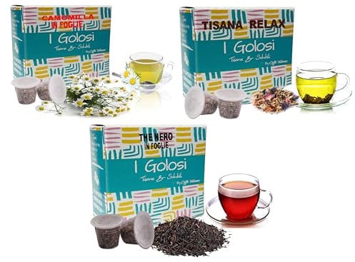 Caffè Vulcanus, 120 capsules de sélection de thé : noir, vert et noir au citron, Capsules compatibles avec Nespresso