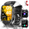 Military Smart Watch for Men with LED Flashlight Watch 2.0'' Big Screen Tactical Smartwatch 430mAh Big Battery Fitness Tracker with Heart Rate Sleep Monitor Make Calls for iPhone Android (Black)