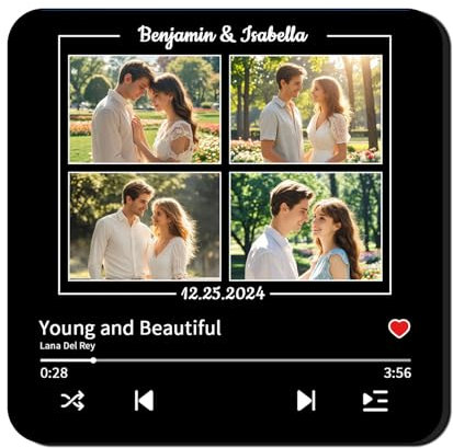 Custom Musical Fridge Magnet with Photo&Built-in Music Player,Personalized Music Refrigerator Magnet, Customized Music & Album Fridge Sticker Gifts for Couples Music Lovers for Christmas (STYLE05)