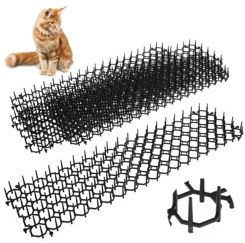 GEEZY 6-Piece Animal Repellent Mats – Durable Plastic Cat Deterrents for Garden, Anti-Cat Spikes, Dog and Fox Deterrents for Garden, 49x14cm
