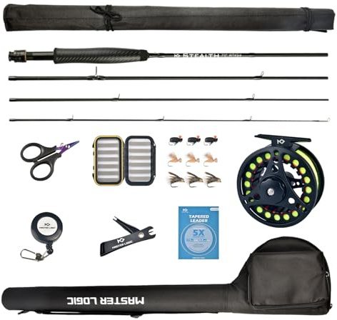 MASTER LOGIC Stealth Fliegenfischrute Combo Starter Kit 2,1 m 3/4WT 30T Carbon Fliegenruten