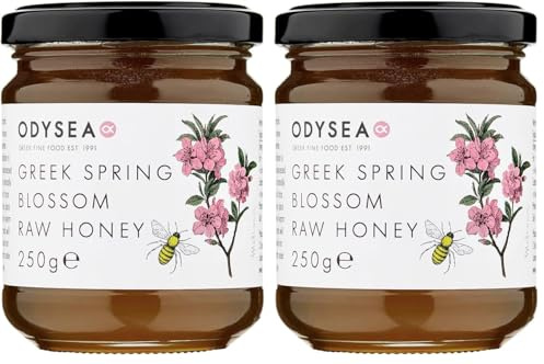 Odysea Spring Blossom RAW HONEY, 250g - Limited Edition - Premium - Healthy -100% Natural, Cold-Extracted, Pure & Unprocessed - Greek (Pack of 2)