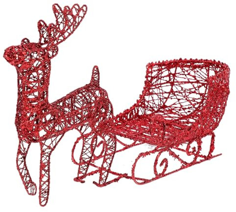 Cabilock 1 Satz Elch-Weihnachtsschmuck Urlaub Rentier Figur Dekorationen Ornament Schnee REH büro Dekoration Schreibtisch Dekoration Desktop-Schlitten- Festival -Requisite Eisen rot