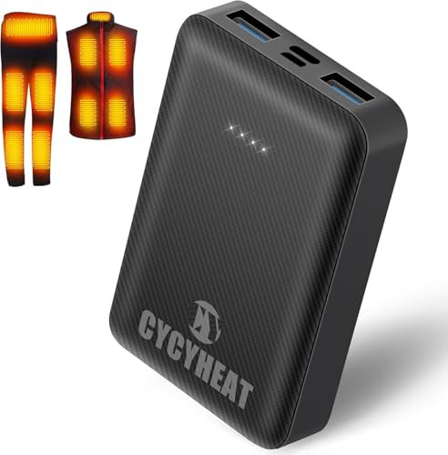 10000mAh Power Bank per Gilet Riscaldato, Giacca, Pantaloni e Biancheria Termica, Batteria Sostitutiva per Indumenti Riscaldati, 2 Porte USB, Ricarica Rapida 5V/2A, Compatibile con Maglie Termiche