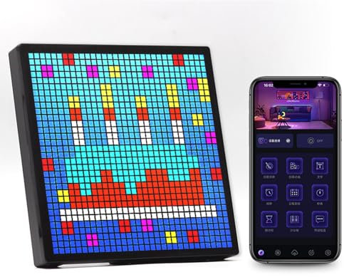 Pixel Art Digitaler Bilderrahmen - 32x32 Programmierbares LED-Bildschirm-Display mit Bluetooth-App-Steuerung, Gaming-Zubehör, Digitalwecker, Neonlicht für Raumdekoration