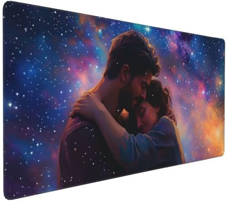 Gaming Mauspad XXL 1200 x 400 mm, Sternenhimmel Mauspad Groß mit Vernähten Kanten, Gaming Mousepad Paar mit Verbessert Präzision und Geschwindigkeit,Mousepad XXL Wasserdicht für Büro Zimmer Deko H-856