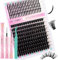 GEMERRY Extension Cils Kit Faux Cils 80D Spikes Extension de Cils Bouquet Cils individuel Cils Manga D Curl 12-21mm avec Colle et Scellements Applicateur Pince DIY Kit Faux Cils(Manga-80D-Set)