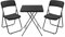 ECD Germany Bistroset 3 teilig, Schwarz, Stahl & Rattan-Optik, Gartenmöbel Set klappbar, Sitzgruppe mit 2 Klappstühlen & 1 Klapptisch, Balkonset 2 Personen, Wetterfest & UV-beständig, Balkonmöbel Set