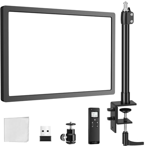 NEEWER 25W 12,9'' LED avec Support de Bureau,Remote 2,4GHz,émetteur USB,Contrôle par App PC/Mac,Panneau Lumineux Vidéo à Intensité Variable avec 2300lux,2900K-7000K,CRI98+,pour Webcam,Zoom,GL25B