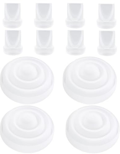 12 Pcs Breast Pump Replacement Parts for Mom Cozy M5, 8 Duckbill Valves and 4 Silicone Diaphragms Compatible with Momcozy M5