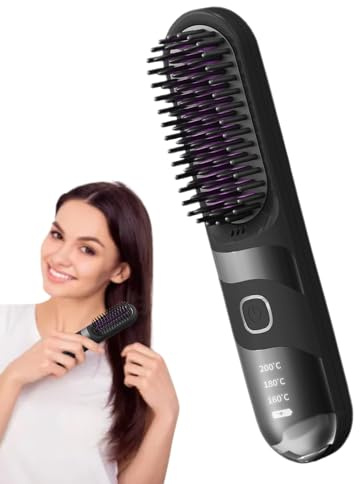 Alisador de Pelo Recargable 2 en 1 Peinado Rápido Iónico Recargable | Cepillo Rizador Eléctrico Peinado Rápido y Cuidado del Cabello Multifuncional para Viajes y Salón
