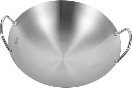 Cabilock Thickened Stainless Steel Wok Pan with Handles Multipurpose Stir Fry Cookware for Induction and Gas Stoves Corrosion-Resistant Kitchen Frying Pan for Steaming and Cooking