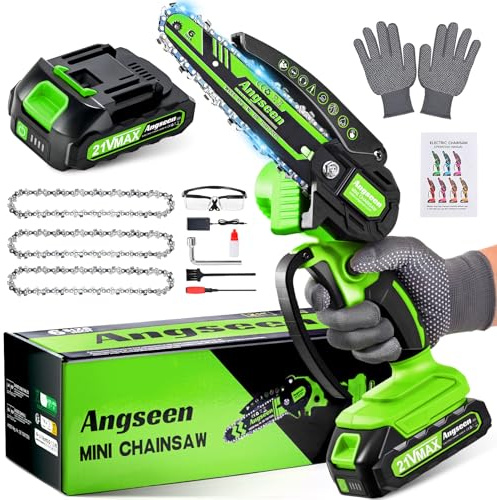 Mini Motosierra Bateria, 850W 6 Pulgadas Motosierra Eléctrica Bateria con 3 Cadenas y 1 Batería de Gran Capacidad, Motosierras de Mano Portátil Inalámbrica para Podar Árboles de Jardinería y Madera